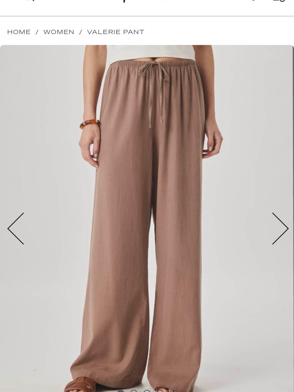 Splendid Valerie Wide-Leg Drawstring Pants in Wicker